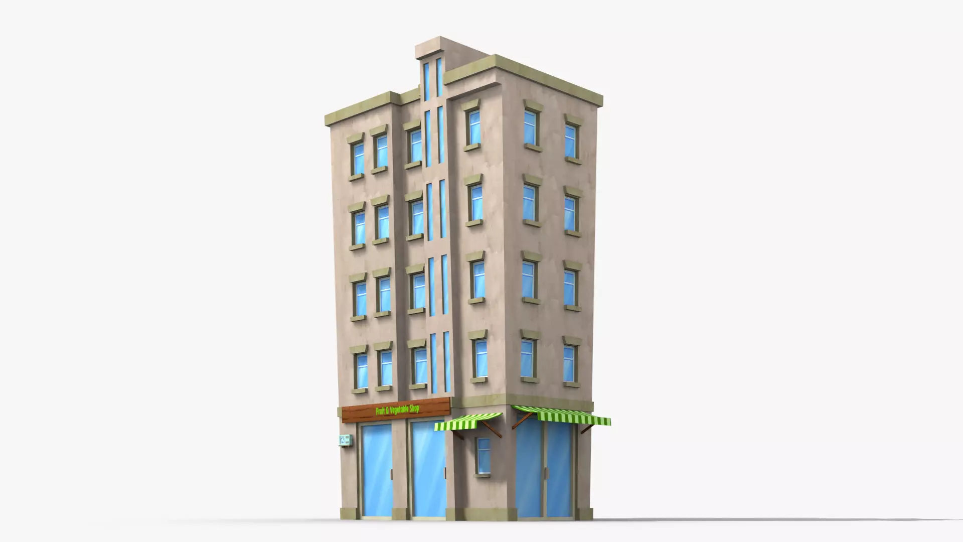 Cartoon Building x25 Low-poly 3D model_0