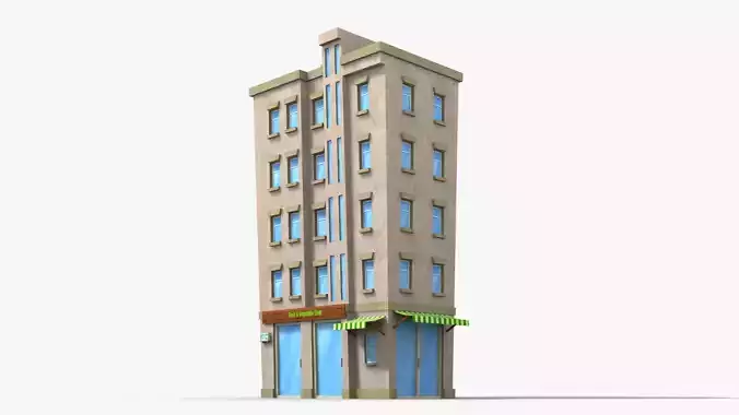 Cartoon Building x25 Low-poly 3D model