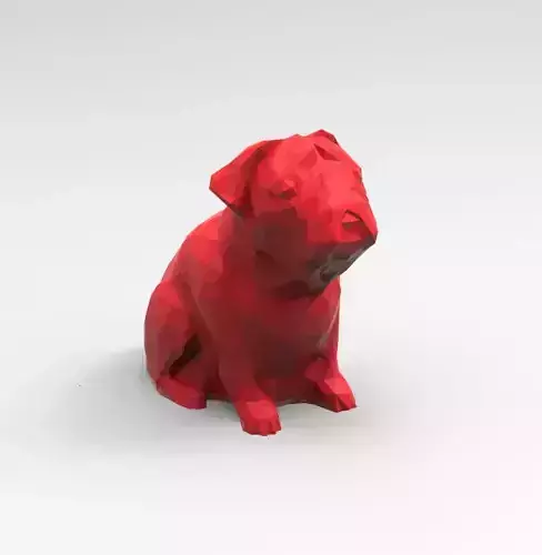 DOG PUG LOW POLY