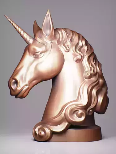 Unicorn head in bronze 3D print model