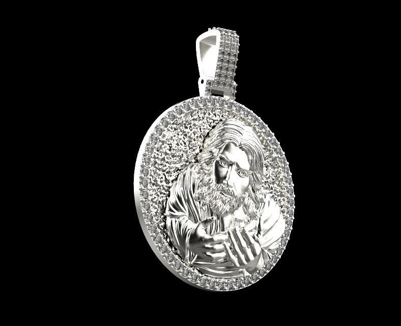Jesus head pendant 3D print model_15