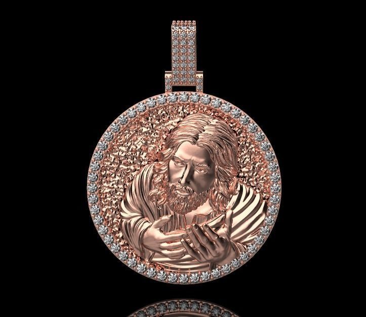 Jesus head pendant 3D print model_9