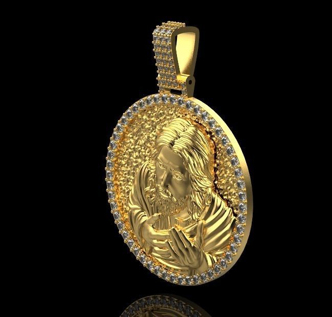 Jesus head pendant 3D print model_6