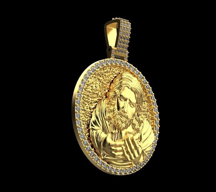 Jesus head pendant 3D print model_7