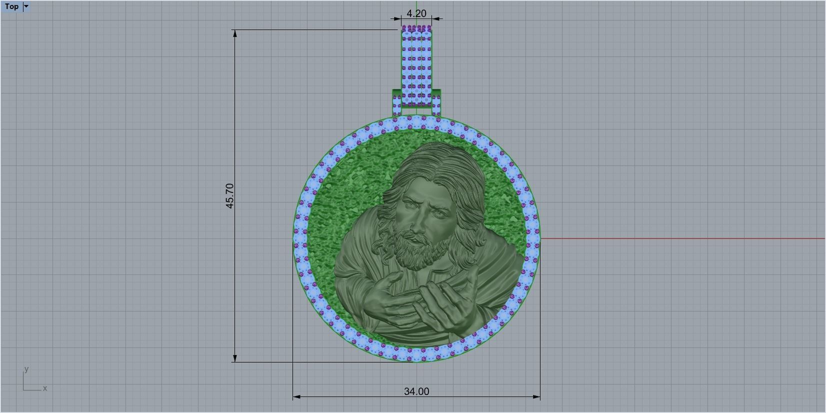 Jesus head pendant 3D print model_1