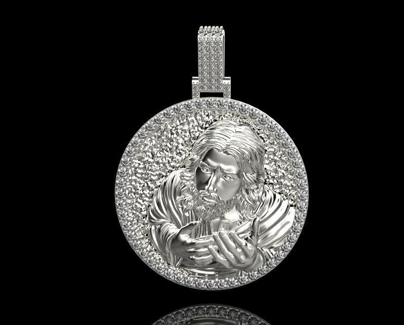 Jesus head pendant 3D print model_13