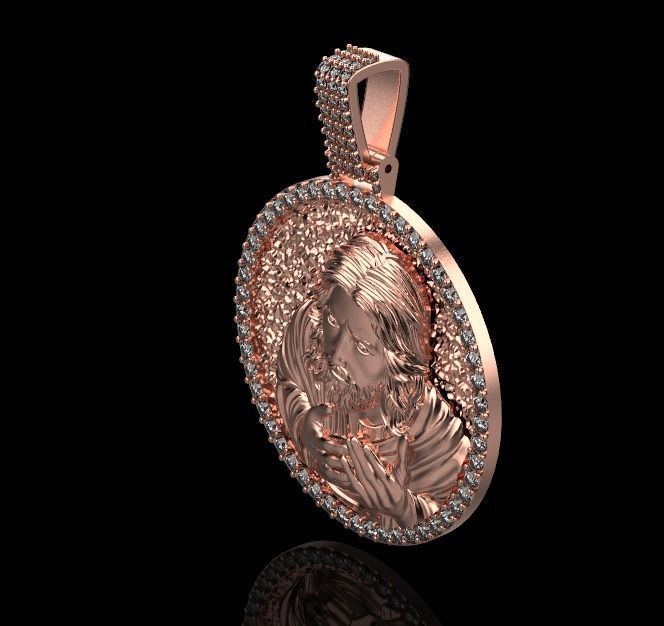 Jesus head pendant 3D print model_10