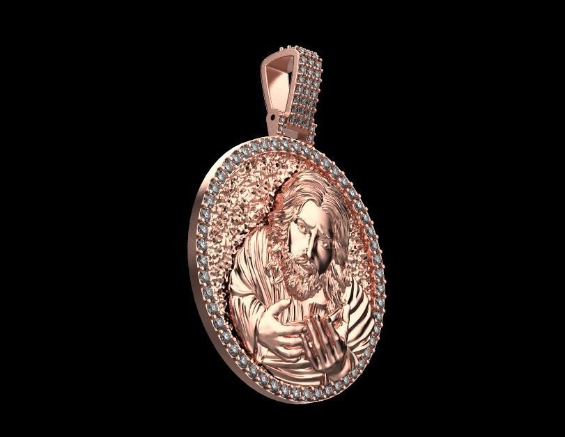 Jesus head pendant 3D print model_11