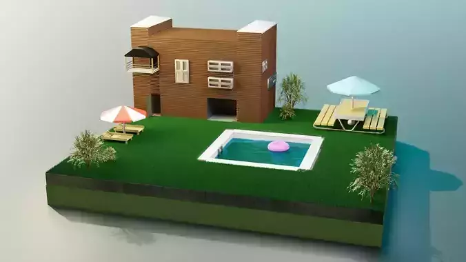  stilyzed summer house  3D model