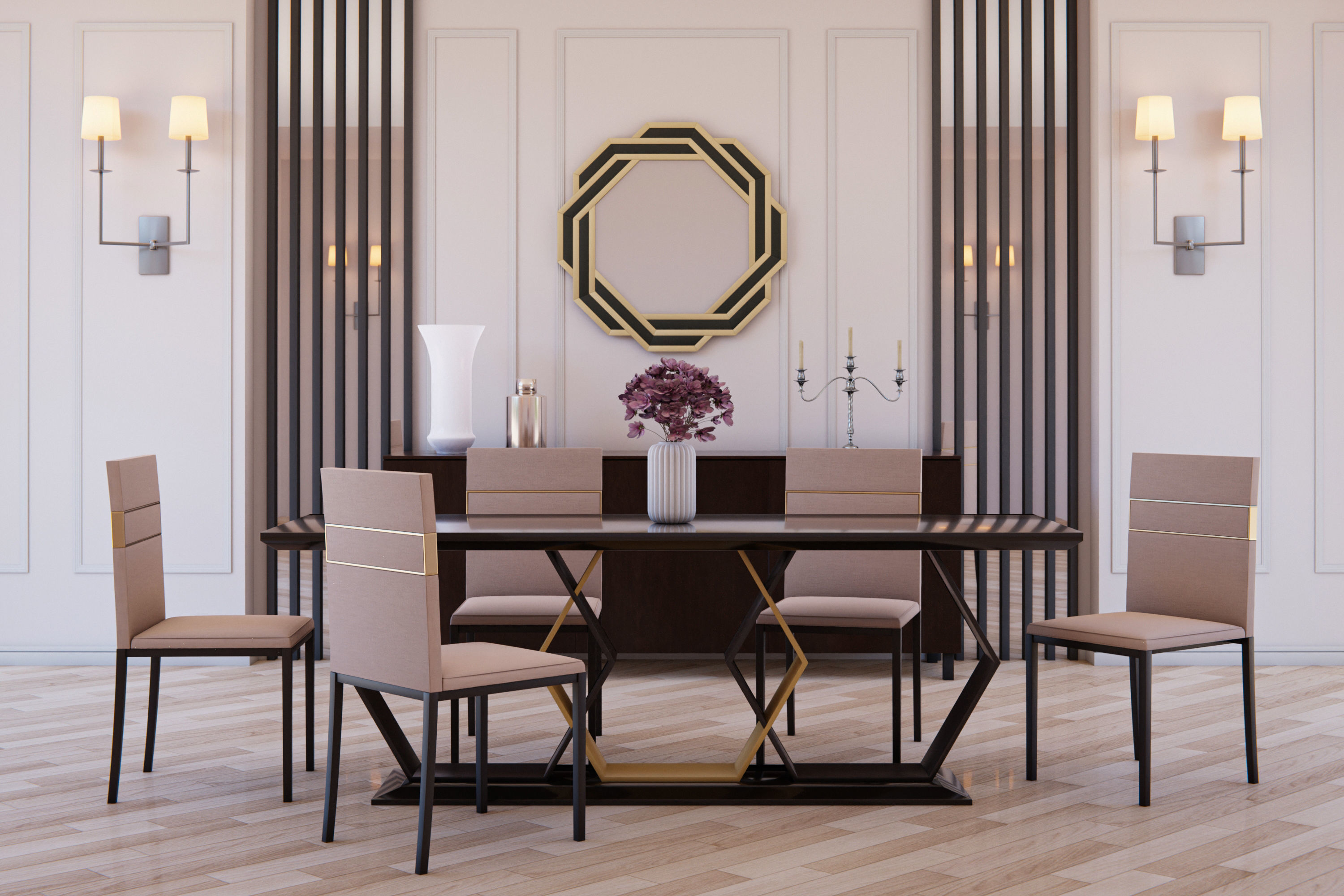 Chair dining with legs 3D model_6