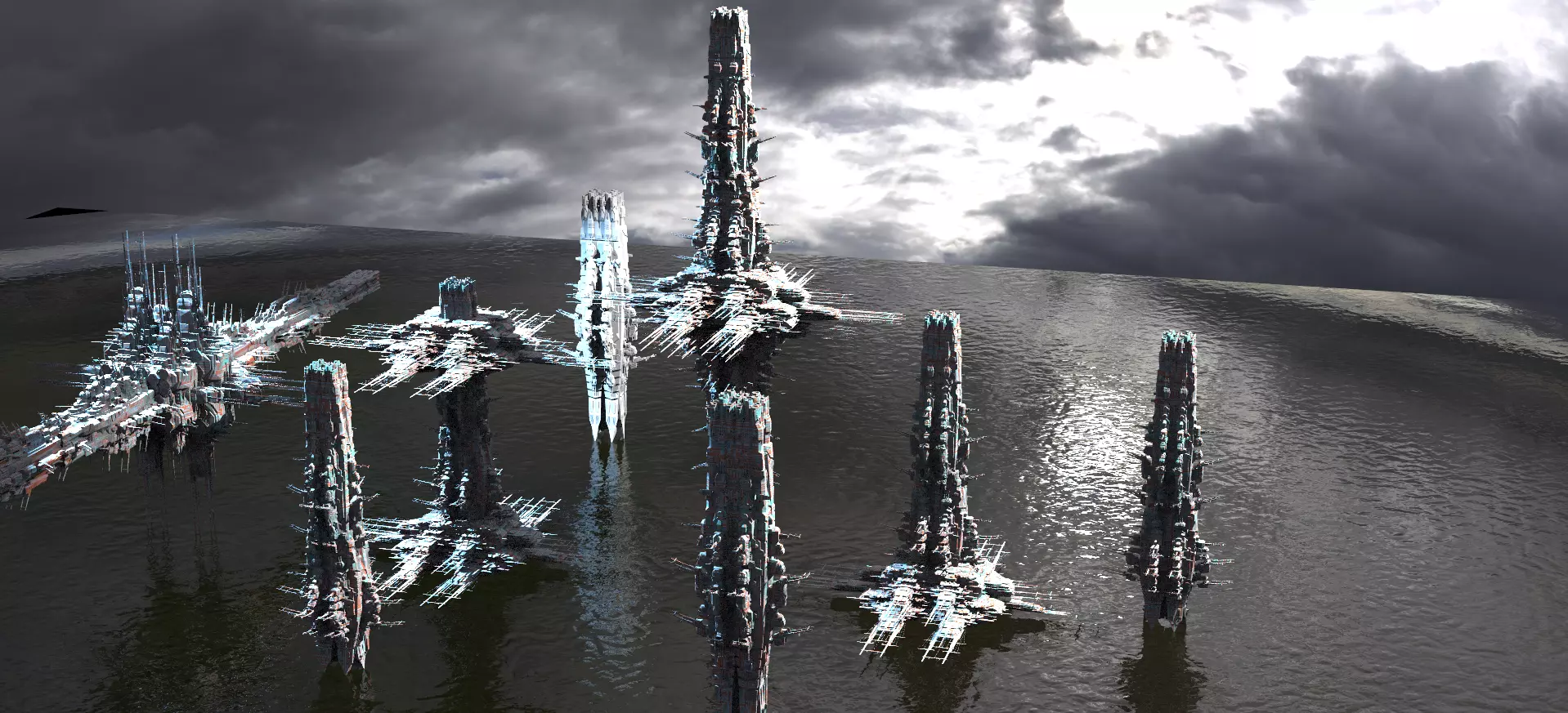 Space Station military set light Kitbash 3D model_0