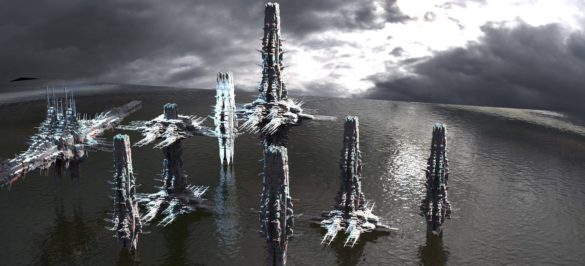 Space Station military set light Kitbash 3D model_1