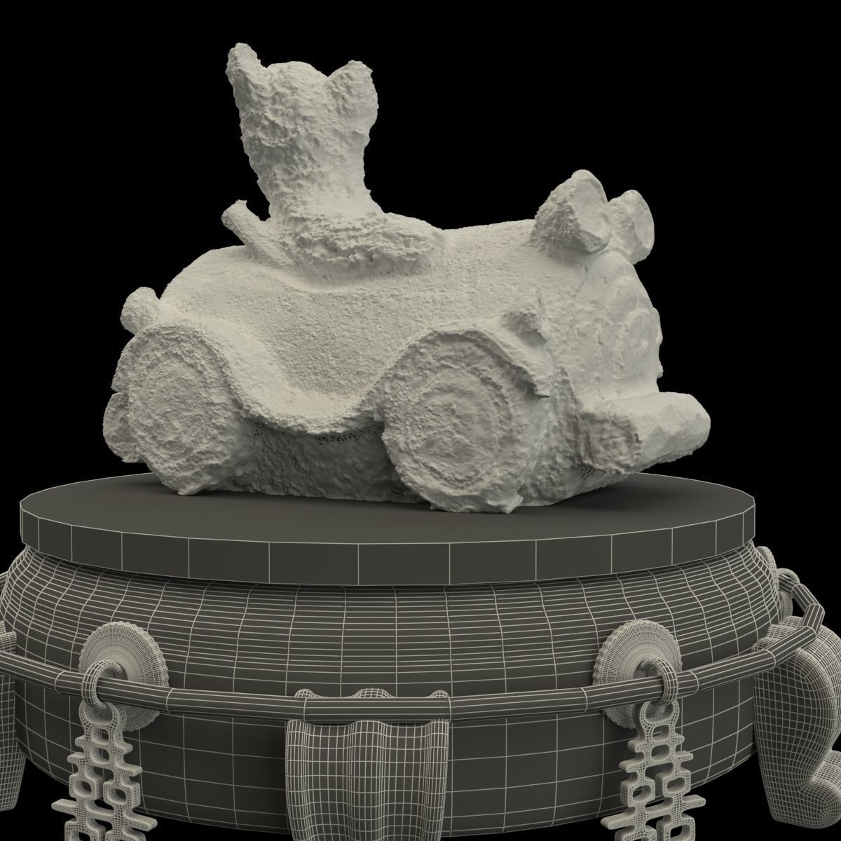 Chinese display stand with bear car 3D model_6