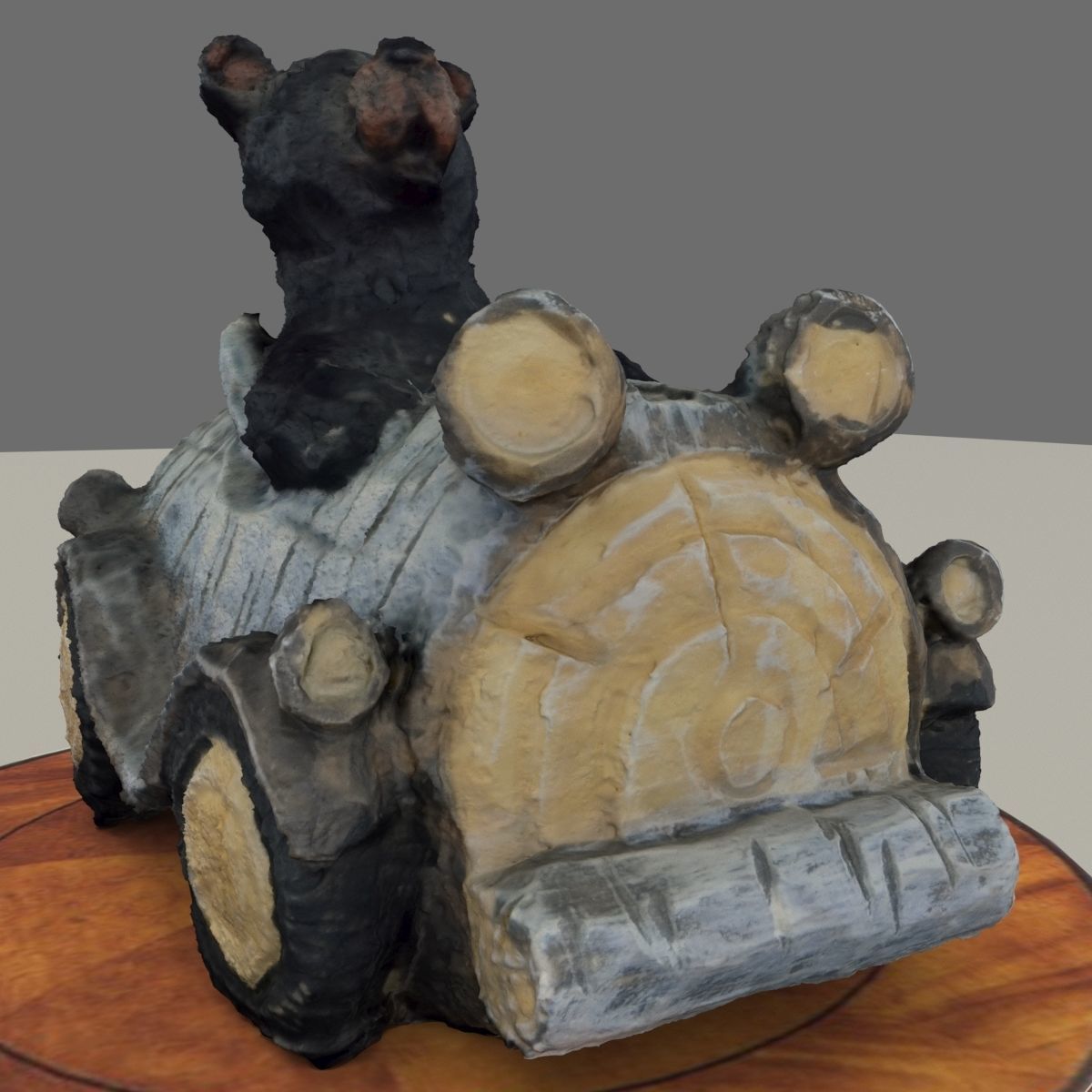 Chinese display stand with bear car 3D model_4