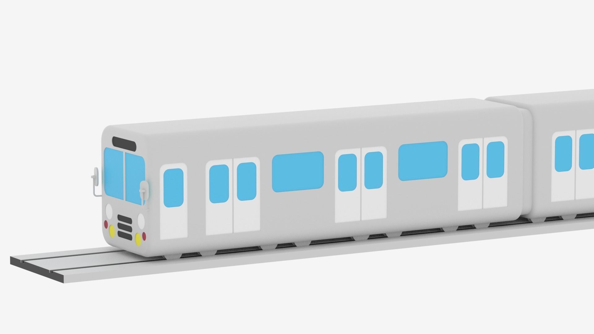 Cartoon Metro Subway Train 3D model_2