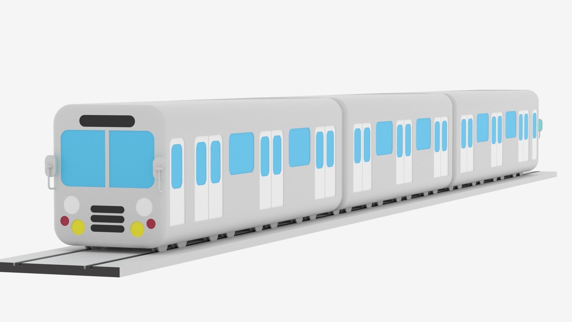 Cartoon Metro Subway Train 3D model_4
