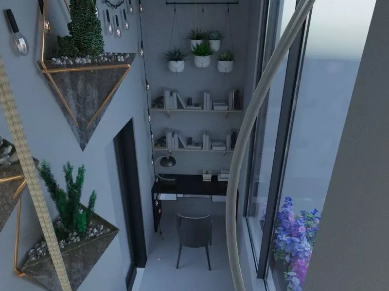 balcony living room with plants on wall Free 3D model