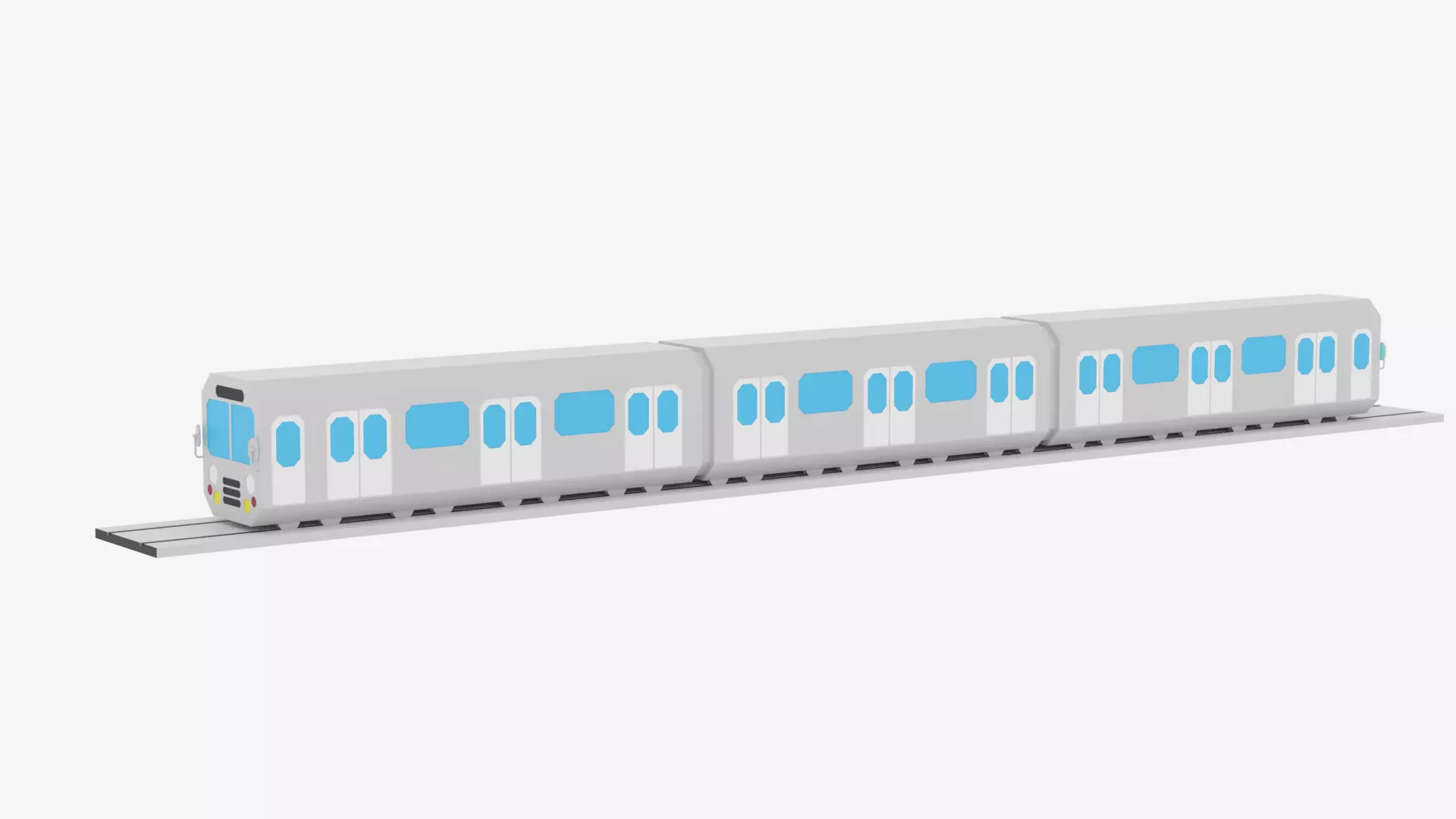 Cartoon Metro Subway Train Low-poly 3D model