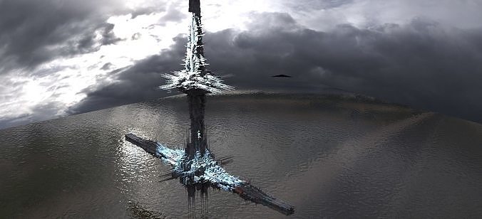 Floating Spaceport in the cloads 3D model