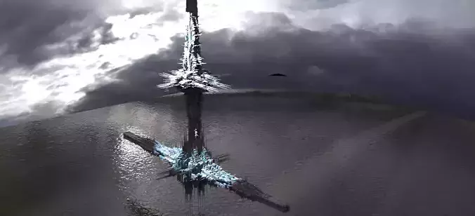 Floating Spaceport in the cloads 3D model