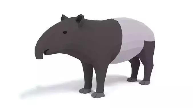 Low Poly Cartoon Tapir