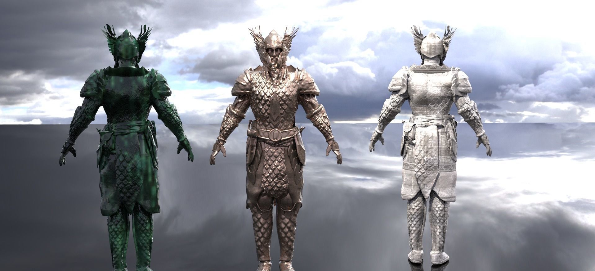 Viking Warrior Statue model 3D 3D model_1