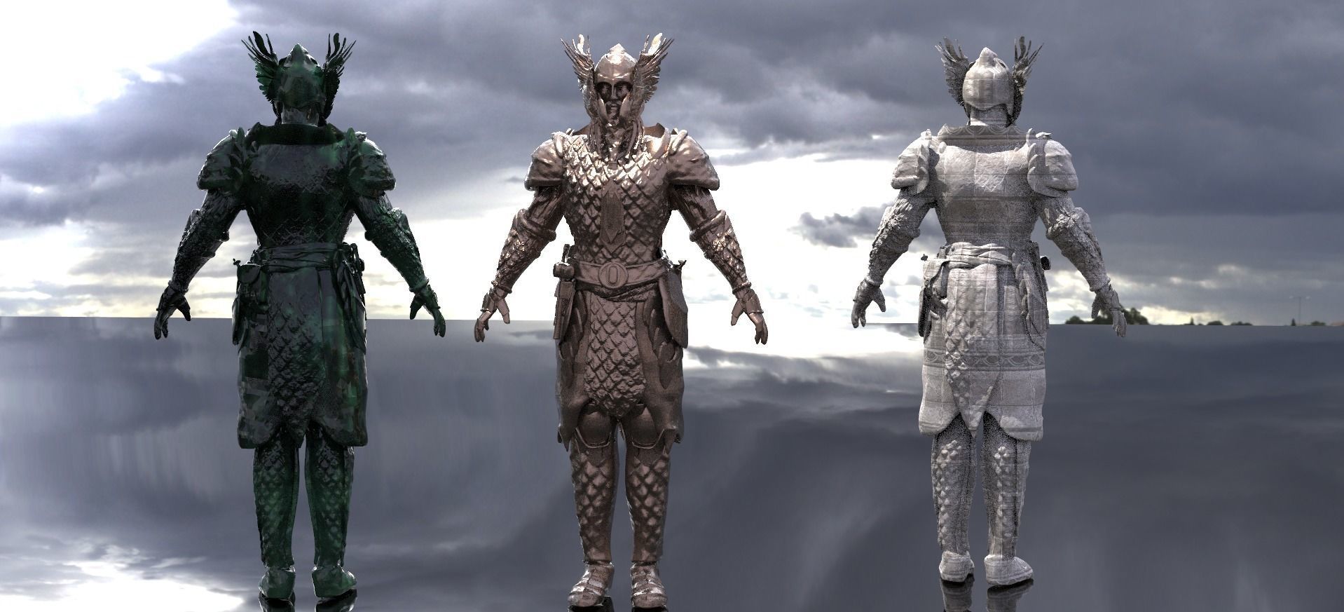 Viking Warrior Statue model 3D 3D model_4