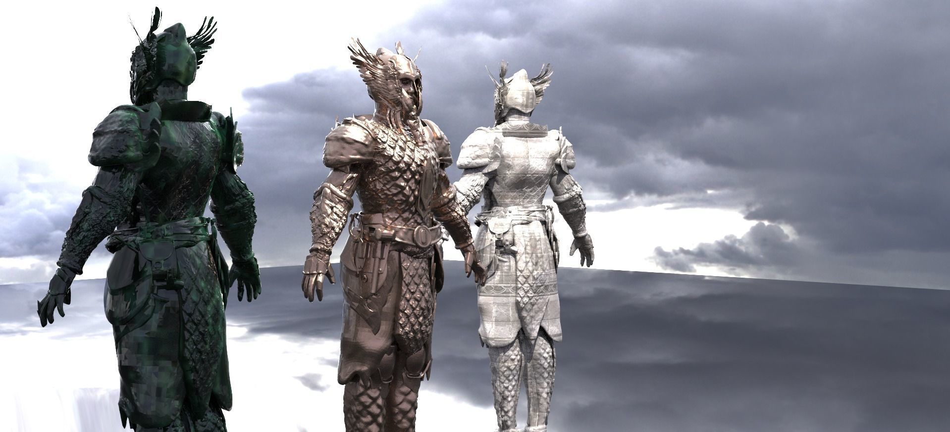 Viking Warrior Statue model 3D 3D model_2