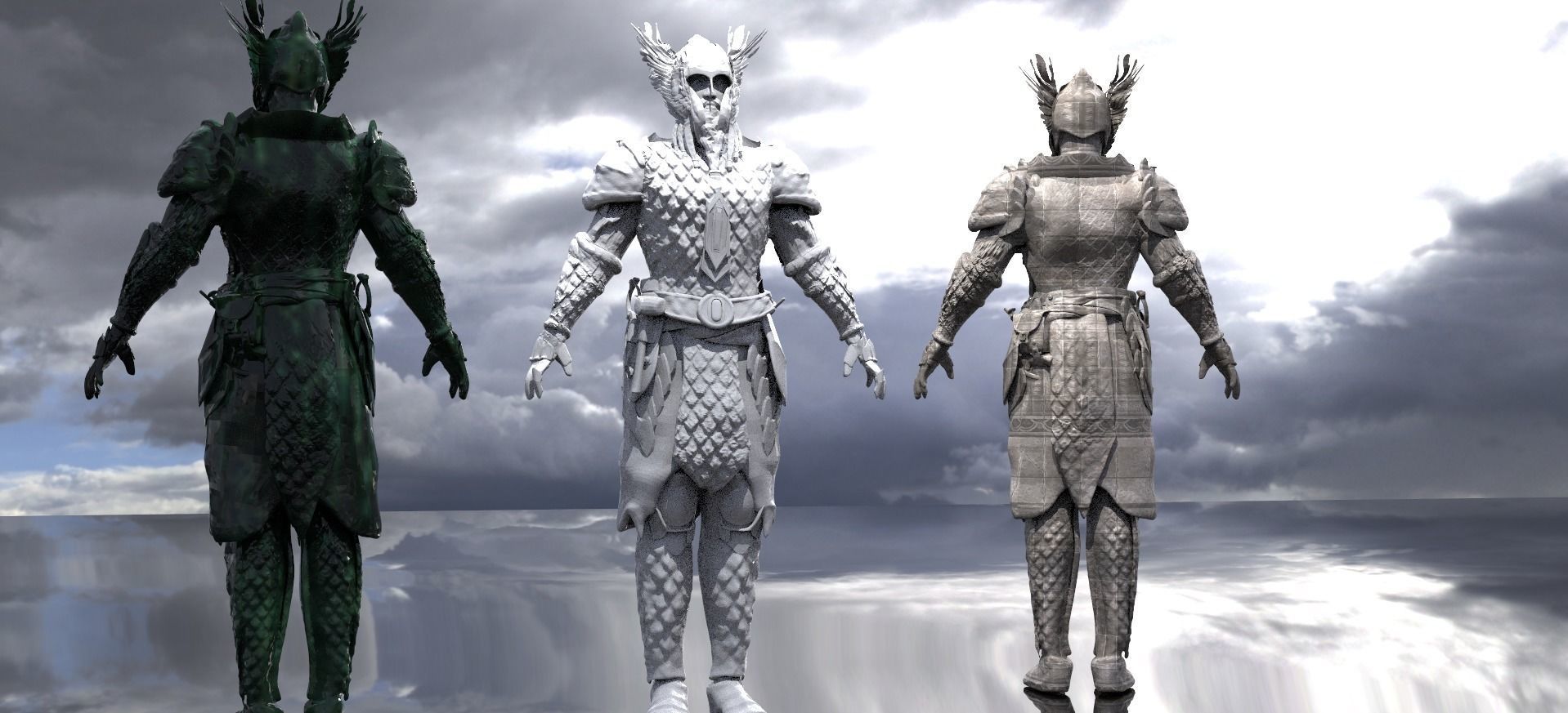 Viking Warrior Statue model 3D 3D model_3