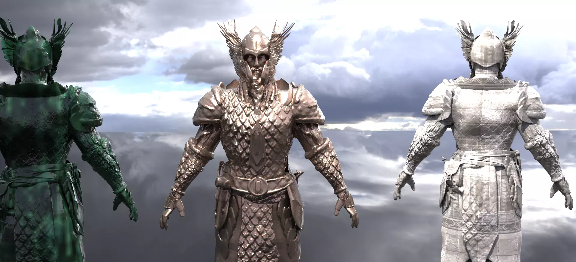 Viking Warrior Statue model 3D 3D model_0