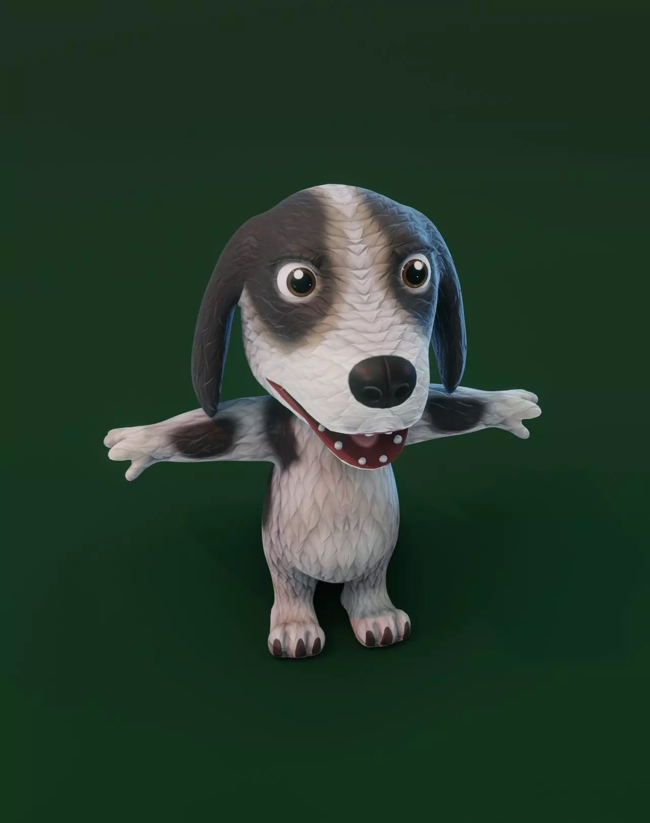Cartoon Hound Dog Animated 3D Model Low-poly 3D model_0
