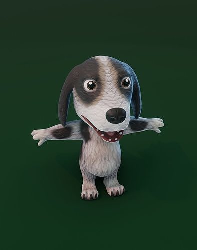 Cartoon Hound Dog Animated 3D Model Low-poly 3D model