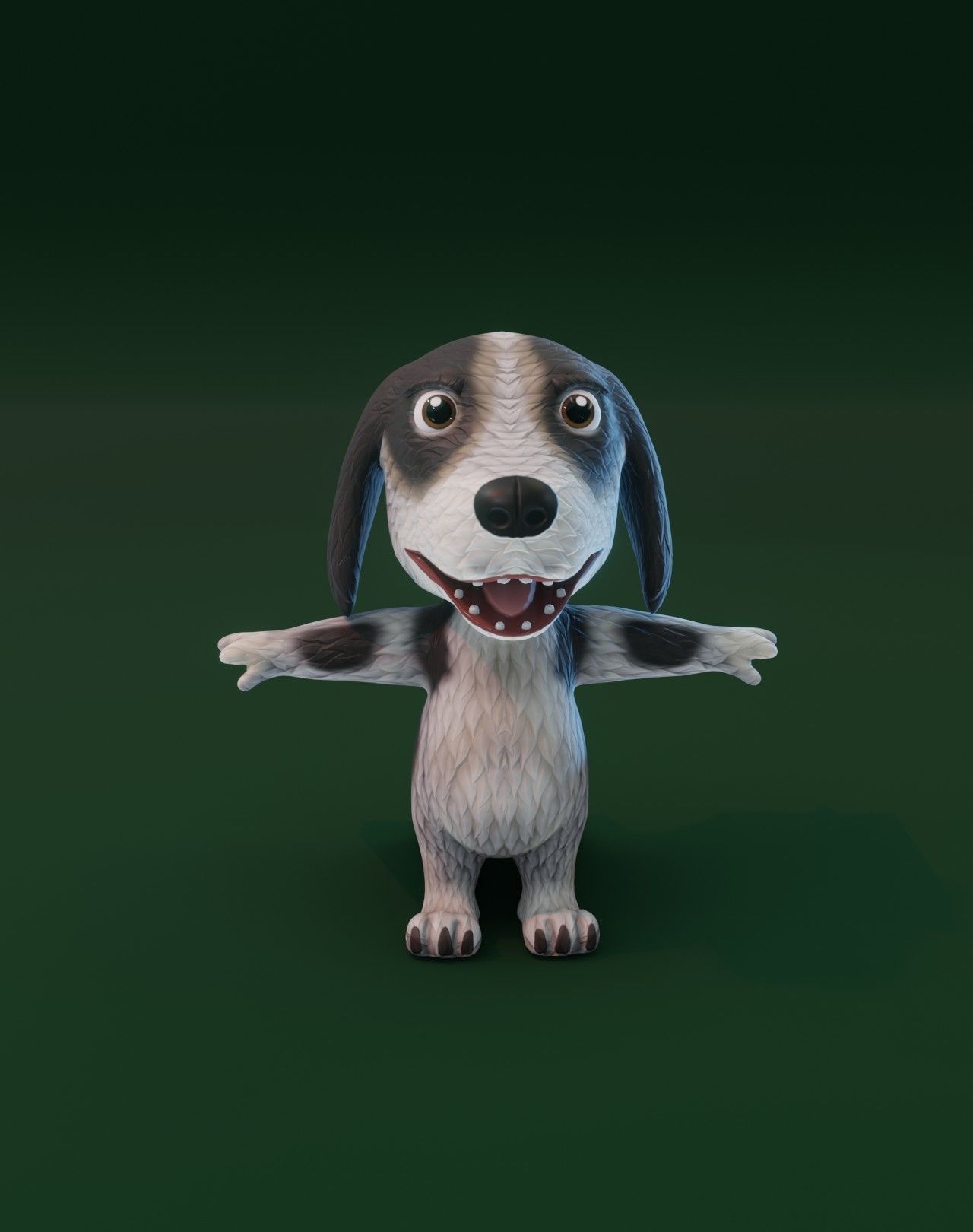 Cartoon Hound Dog Animated 3D Model Low-poly 3D model_17