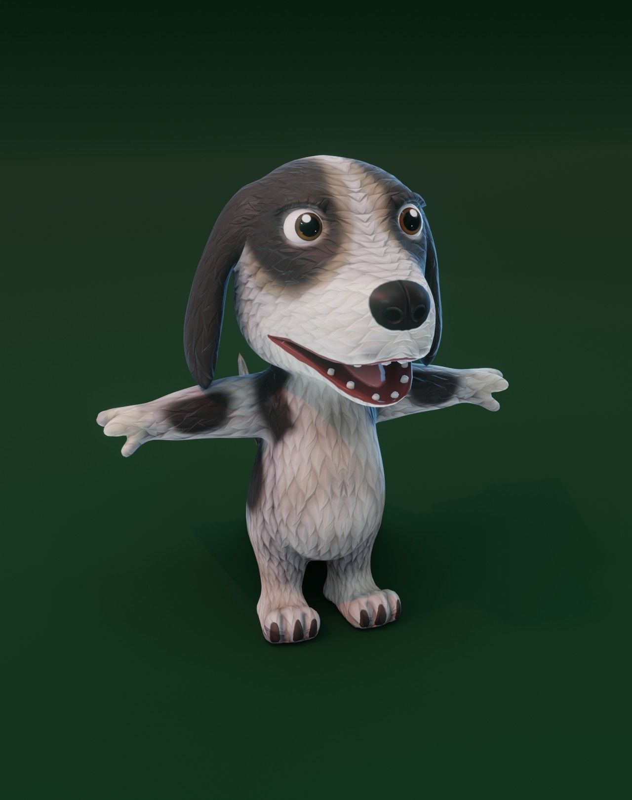 Cartoon Hound Dog Animated 3D Model Low-poly 3D model_4