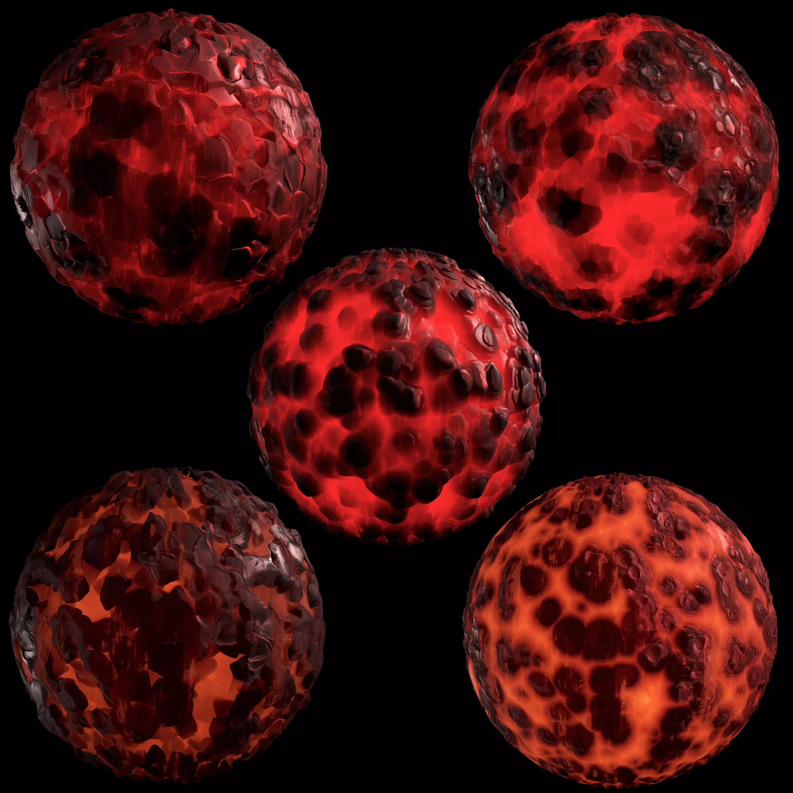 5 Obsidian Rock Lava Ground Terrain Red Material PBR Texture_0