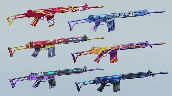FAL Rifle Game Weapon 6x 3D model