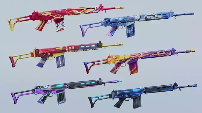 FAL Rifle Game Weapon 6x