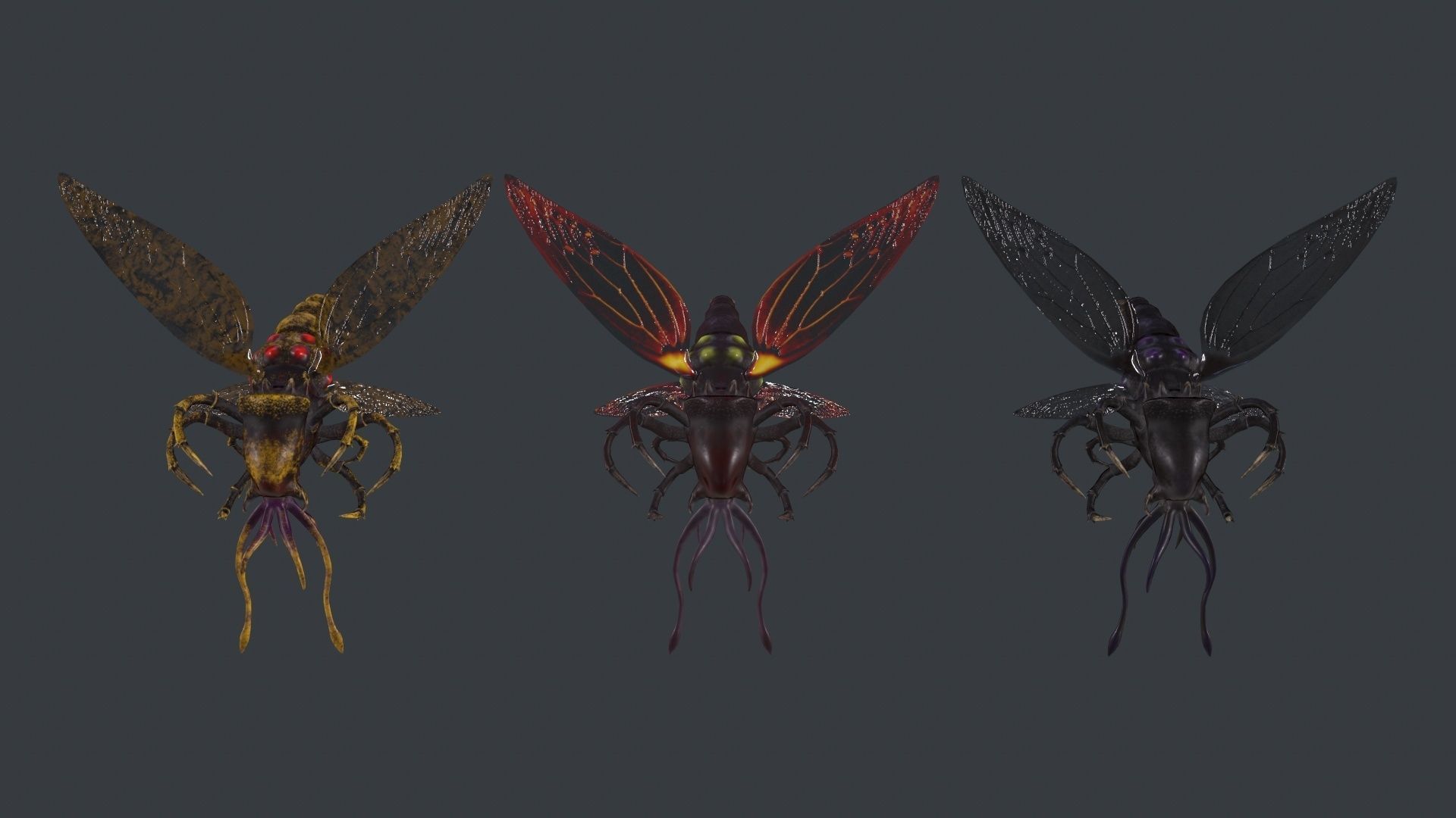 Flying insect remastered Low-poly 3D model_8