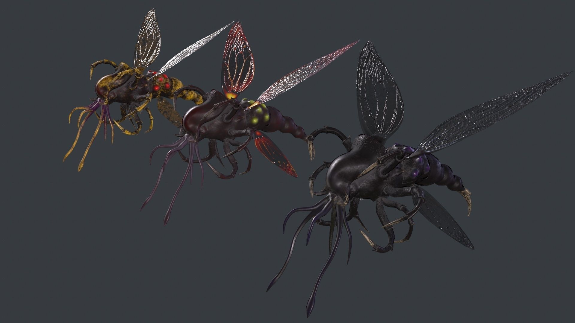 Flying insect remastered Low-poly 3D model_7
