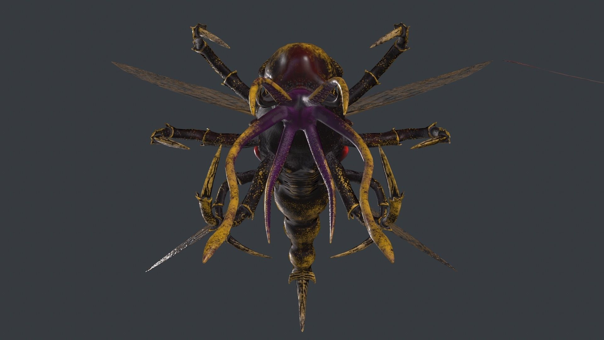 Flying insect remastered Low-poly 3D model_11