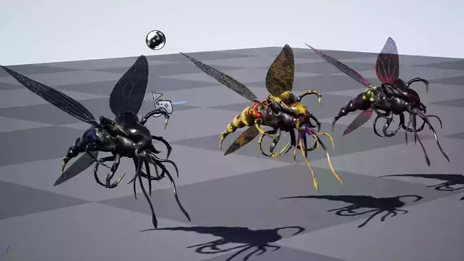 Flying insect remastered Low-poly 3D model