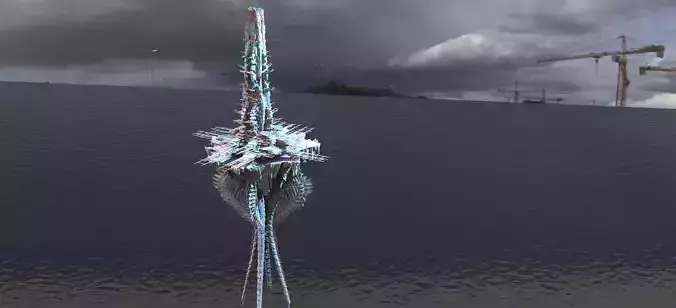 Dragon Bone Mountain with Sci fi Building