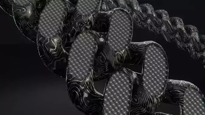 Damascus Diamond Link Chain Low-poly 3D model