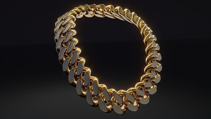 Large Gold Diamond Link Chain Low-poly 3D model