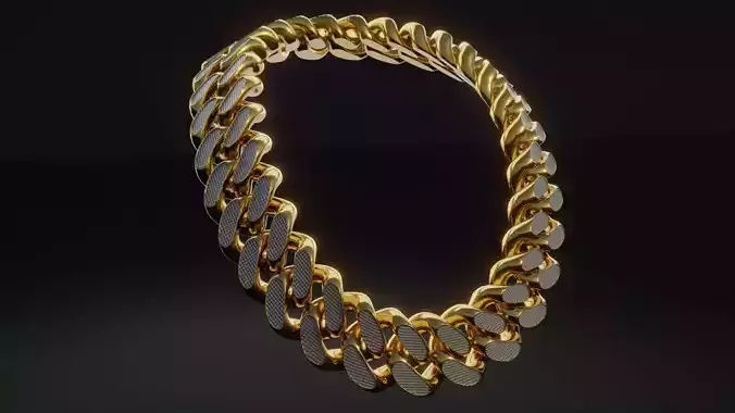 Large Gold Diamond Link Chain Low-poly 3D model