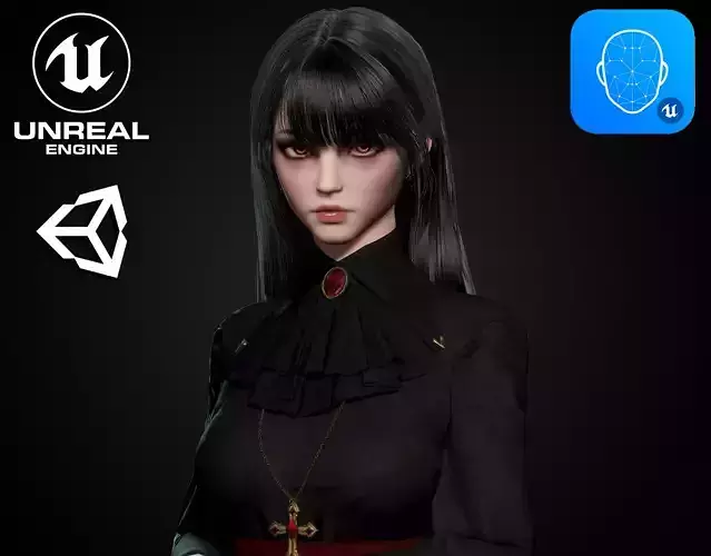 Vampire Girl - Game Ready Low-poly 3D model