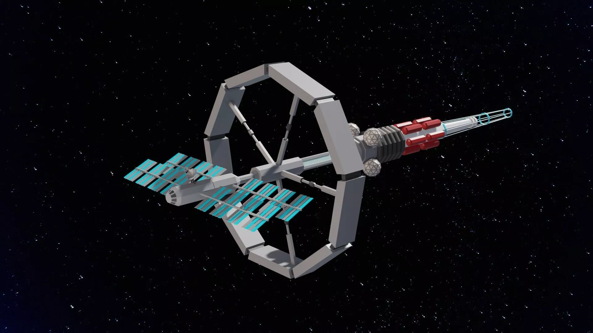 Orbital spaceship Low-poly 3D model