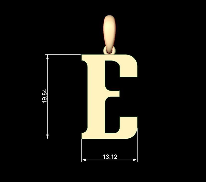 Initial Letters Pendant Quickjob E 3D print model_4