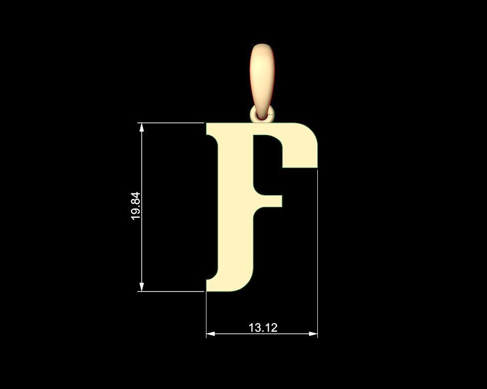 Initial Letters Pendant Quickjob F 3D print model_4