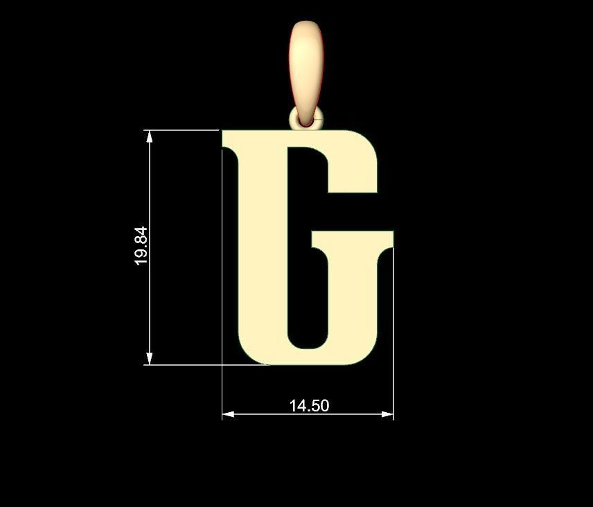 Initial Letters Pendant Quickjob G 3D print model_4